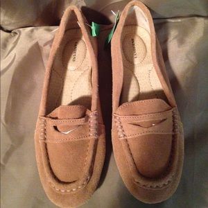Women's Lands End Suede Penny Loafers New